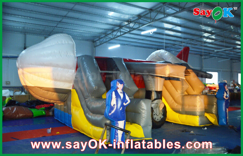 Outdoor AirPlane Shape Inflatable Bounce Slider With CE / UL Blower For Playing
