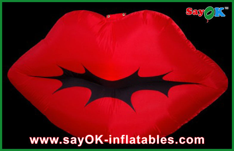 Red Led Hanging Lighting Inflatable Lips , Inflatable Lighting Decoration