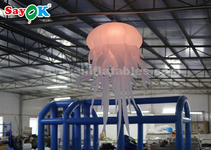 Green Inflatable Lighting Decoration / Amusement Park Blow Up Jellyfish Glowing
