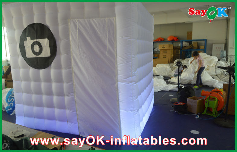 Photo Booth Led Lights Logo Print 2.5mx2.5mx2.5m Inflatable Photo Booth Photobooth