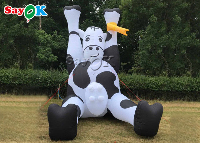 Blow Up Cartoon Characters PVC Tarpaulin Lifesize Inflatable Milk Cow For Farm Decoration