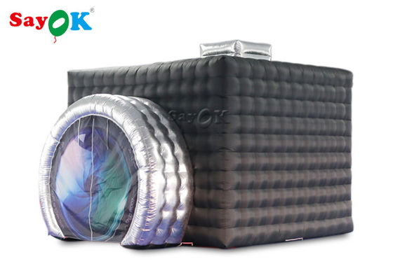 Parti için LED ile siyah + gümüş renkli şişme fotoğraf çadırı