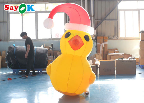 Şapka Avlu Dekorasyonu ile Sarı 2m Şişme Noel Ördeği