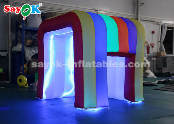 Şişme Parti Çadırı Gökkuşağı Renkli LED Işık Mini Blow Up Photo Booth Çocuklar İçin SGS ROHS