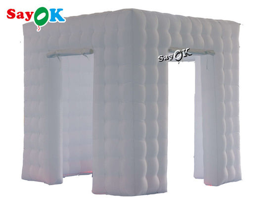 Etkinlik Kabini 2.5m 8.25ft Beyaz Taşınabilir 3 Kapılı Küp Fotoğraf Kabini Çadırı Led Işıkla Şişirilebilir