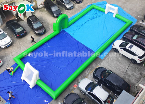 Şişme Futbol Oyunu Yeşil Renk PVC Ticari Şişme Futbol Sahası 20 * 8m 2 Yıl Garanti