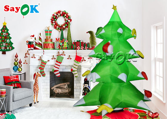 Yeni Tasarım Yeşil Dev Şişme Noel Ağacı Ornament Topları ve Yıldızlarla