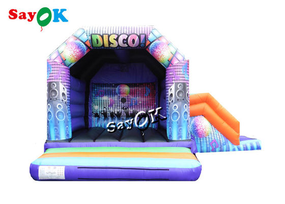 15x18ft şişme disko kubbesi dijital baskılı slaytlı sıçrama evi