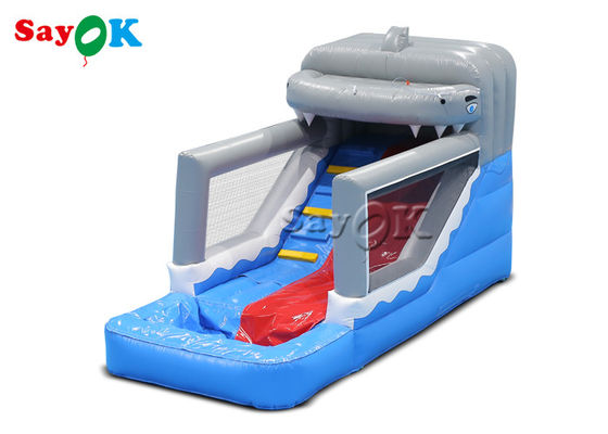 Küçük şişme kaydırma bebek PVC şişme köpekbalığı eğlence parkı için ıslak ve kuru kaydırma